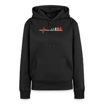 Tischtennis Pingpong Ekg Heartbeat - Frauen Premium Bio Hoodie - Schwarz - Vorne - Julia (174cm)