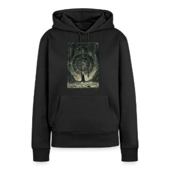 Le Tarot de la Roue de la Fortune - Sweat à capuche Premium bio Femme - noir - Devant - Julia (174cm)