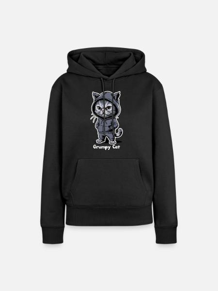 Ärgerliche Böse Katze - Frauen Premium Bio Hoodie - Schwarz