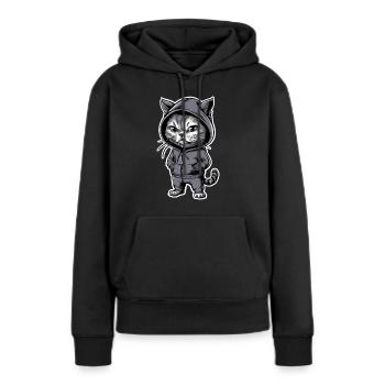 Ärgerliche Böse Katze Grummelige Katze - Frauen Premium Bio Hoodie - Schwarz - Vorne - Julia (174cm)