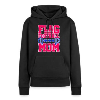 Maman Flag Football – Fière Maman Flag Football - Sweat à capuche Premium bio Femme - noir - Devant - Julia (174cm)