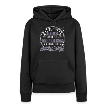 Mon lait du magasin du coin le long de la Voie lactée. - Sweat à capuche Premium bio Femme - noir - Devant - Julia (174cm)