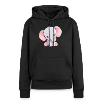 Éléphant Éléphant - Sweat à capuche Premium bio Femme - noir - Devant - Julia (174cm)