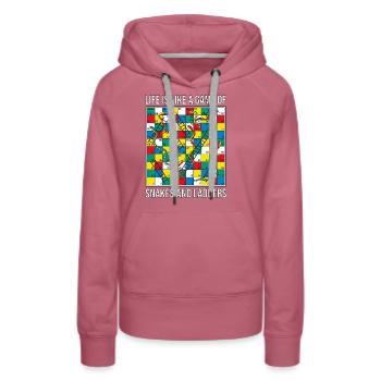 La vie est comme un jeu de serpents et d’échelles - Sweat à capuche Premium bio Femme - mauve - Devant - Isabella (175cm)
