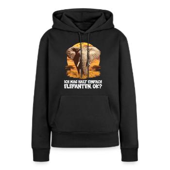 Éléphant Éléphant - Sweat à capuche Premium bio Femme - noir - Devant - Julia (174cm)