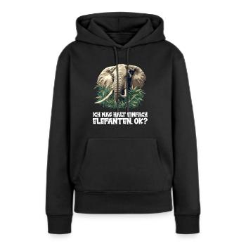 Éléphant Éléphant - Sweat à capuche Premium bio Femme - noir - Devant - Julia (174cm)
