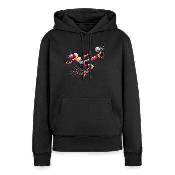 Football Football Femme, Coloré, Joueur De Football Femme - Sweat à capuche Premium bio Femme - noir - Devant - Julia (174cm)