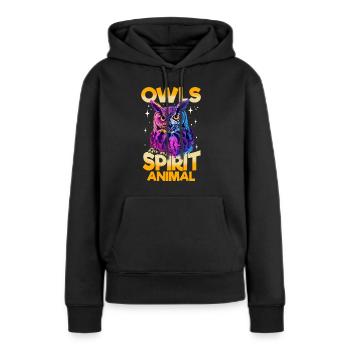Hibou Oiseau Nocturne Animal Les Hiboux sont mon - Sweat à capuche Premium bio Femme - noir - Devant - Julia (174cm)