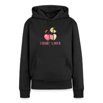 Kirsche Kirschbaum Kirschblüte Frucht Geschenk - Frauen Premium Bio Hoodie - Schwarz - Vorne - Julia (174cm)