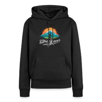 Ultramarathons Ultrarunning Coureurs d’ultramarathon - Sweat à capuche Premium bio Femme - noir - Devant - Julia (174cm)