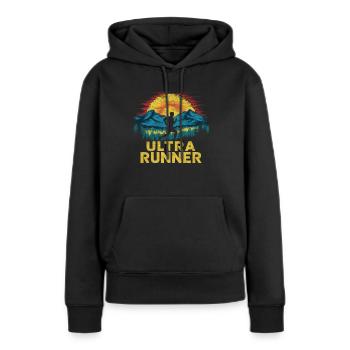 Ultramarathons Ultrarunning Coureurs d’ultramarathon - Sweat à capuche Premium bio Femme - noir - Devant - Julia (174cm)
