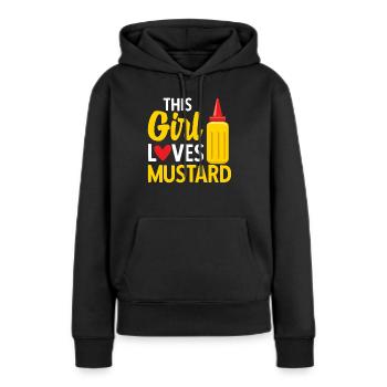 Senf Moutarde - Sweat à capuche Premium bio Femme - noir - Devant - Julia (174cm)