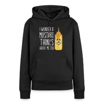 Senf Moutarde - Sweat à capuche Premium bio Femme - noir - Devant - Julia (174cm)