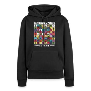 Expert en hiéroglyphes - Sweat à capuche Premium bio Femme - noir - Devant - Julia (174cm)