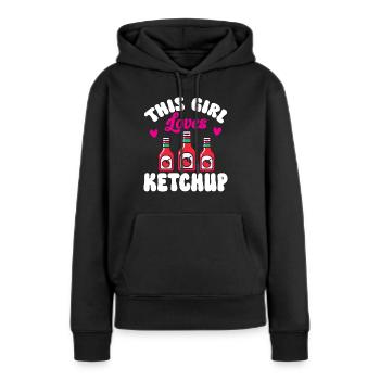 Ketchup Ketchup à la tomate - Sweat à capuche Premium bio Femme - noir - Devant - Julia (174cm)