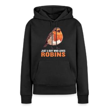 Robin Rotkehlchen - Frauen Premium Bio Hoodie - Schwarz - Vorne - Julia (174cm)