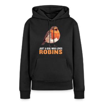 Robin Rotkehlchen - Frauen Premium Bio Hoodie - Schwarz - Vorne - Julia (174cm)