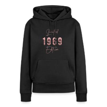 Édition limitée 1969 Vintage Anniversaire des femmes - Sweat à capuche Premium bio Femme - noir - Devant - Julia (174cm)