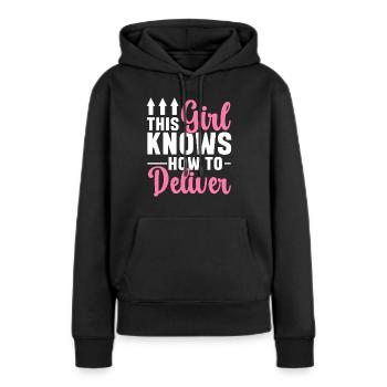 Lieferant Paket Lieferung - Frauen Premium Bio Hoodie - Schwarz - Vorne - Julia (174cm)