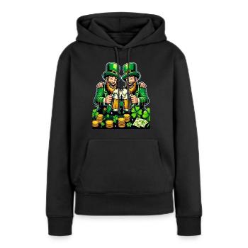 Porter un toast au lutin (lutin irlandais) - Sweat à capuche Premium bio Femme - noir - Devant - Julia (174cm)