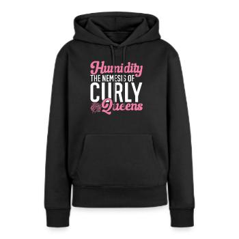 Cheveux bouclés Boucles afro Cheveux naturels - Sweat à capuche Premium bio Femme - noir - Devant - Julia (174cm)