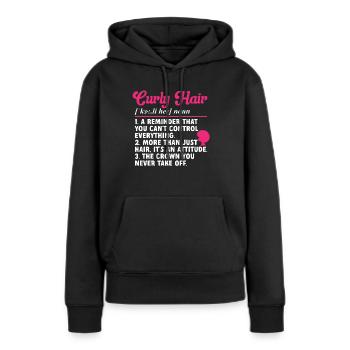 Cheveux bouclés Boucles afro Cheveux naturels - Sweat à capuche Premium bio Femme - noir - Devant - Julia (174cm)
