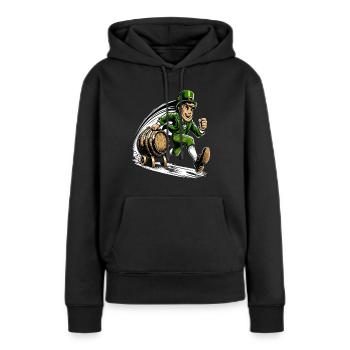 Rennender Leprechaun (Irischer Kobold) - Frauen Premium Bio Hoodie - Schwarz - Vorne - Julia (174cm)