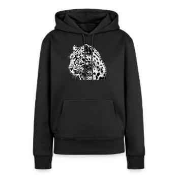 Léopard léopard - Sweat à capuche Premium bio Femme - noir - Devant - Julia (174cm)