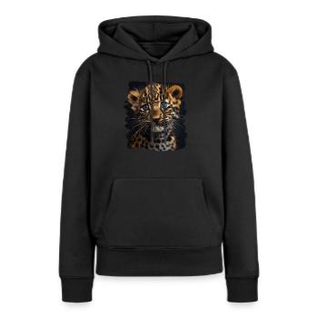 Léopard léopard - Sweat à capuche Premium bio Femme - noir - Devant - Julia (174cm)