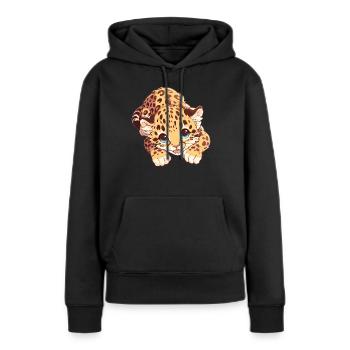 Léopard léopard - Sweat à capuche Premium bio Femme - noir - Devant - Julia (174cm)