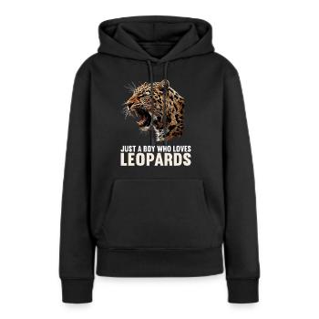 Léopard léopard - Sweat à capuche Premium bio Femme - noir - Devant - Julia (174cm)
