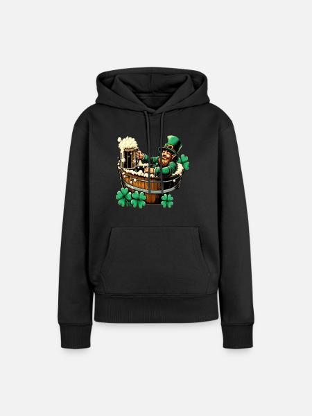 Badender Leprechaun (Irischer Kobold) - Frauen Premium Bio Hoodie - Schwarz