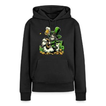 Bélier chevauchant un lutin (lutin irlandais) - Sweat à capuche Premium bio Femme - noir - Devant - Julia (174cm)