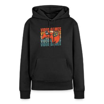 Jeux de joueurs - Sweat à capuche Premium bio Femme - noir - Devant - Julia (174cm)