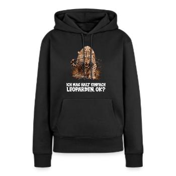Léopard léopard - Sweat à capuche Premium bio Femme - noir - Devant - Julia (174cm)