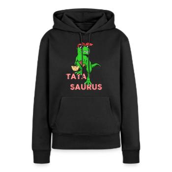 Tatasaurus Humour Tata D'amour Dino Tatie - Sweat à capuche Premium bio Femme - noir - Devant - Julia (174cm)