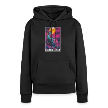 Carte de tarot L’Empereur Le Souverain - Sweat à capuche Premium bio Femme - noir - Devant - Julia (174cm)