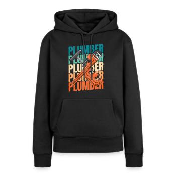 Plombier Plombier - Sweat à capuche Premium bio Femme - noir - Devant - Julia (174cm)