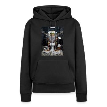 Frosch Toilette Zeitung lesen Geschenk - Frauen Premium Bio Hoodie - Schwarz - Vorne - Julia (174cm)