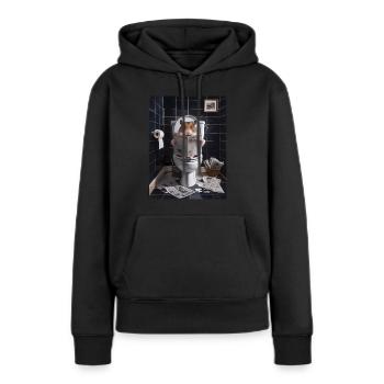 Hamster Toilette Zeitung lesen Geschenk - Frauen Premium Bio Hoodie - Schwarz - Vorne - Julia (174cm)