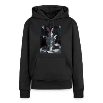 Kaninchen Toilette Zeitung lesen Geschenk - Frauen Premium Bio Hoodie - Schwarz - Vorne - Julia (174cm)