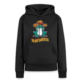 Yo Soy Boricua Grenouille Portoricaine avec chapeau - Sweat à capuche Premium bio Femme - noir - Devant - Julia (174cm)