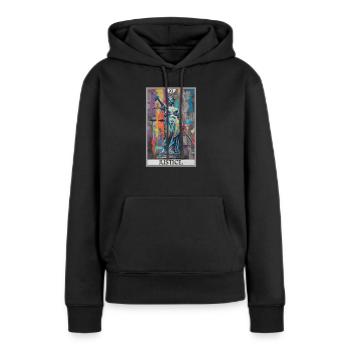 Cartes de tarot Carte de tarot Justice Justice - Sweat à capuche Premium bio Femme - noir - Devant - Julia (174cm)