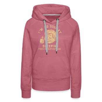 Ich bin so gut im Schlafen, dass ich es mit meinen Augen tun kann - Frauen Premium Bio Hoodie - Malve - Vorne - Isabella (175cm)