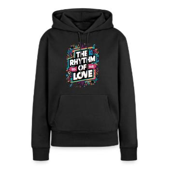 Le rythme de l’amour R&B des années 90 - Sweat à capuche Premium bio Femme - noir - Devant - Julia (174cm)