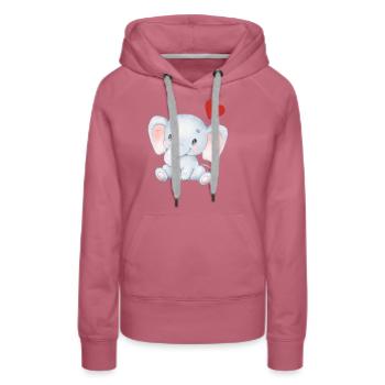 Éléphant Bébé Nourrisson Coeur Enfants T-shirt - Sweat à capuche Premium bio Femme - mauve - Devant - Isabella (175cm)