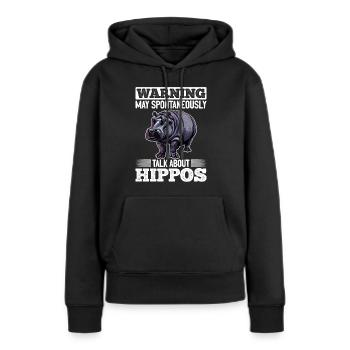 Funny Hippo Hippopotamus Animal Warning - Frauen Premium Bio Hoodie - Schwarz - Vorne - Julia (174cm)