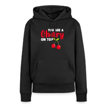 Kirsche Kirschbaum Kirschblüte Frucht Geschenk - Frauen Premium Bio Hoodie - Schwarz - Vorne - Julia (174cm)