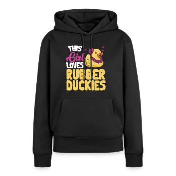 Canard en caoutchouc Canard en caoutchouc - Sweat à capuche Premium bio Femme - noir - Devant - Julia (174cm)