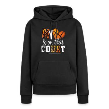 Mein Herz ist auf dem Spielfeld Basketball Spieler - Frauen Premium Bio Hoodie - Schwarz - Vorne - Julia (174cm)